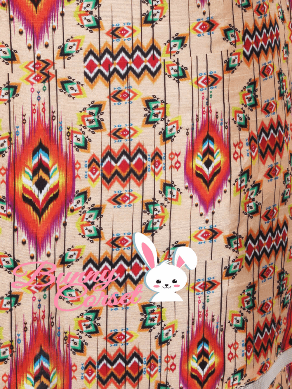 Midi Skirt with Colorful Tribal Patterns and Side Zipper