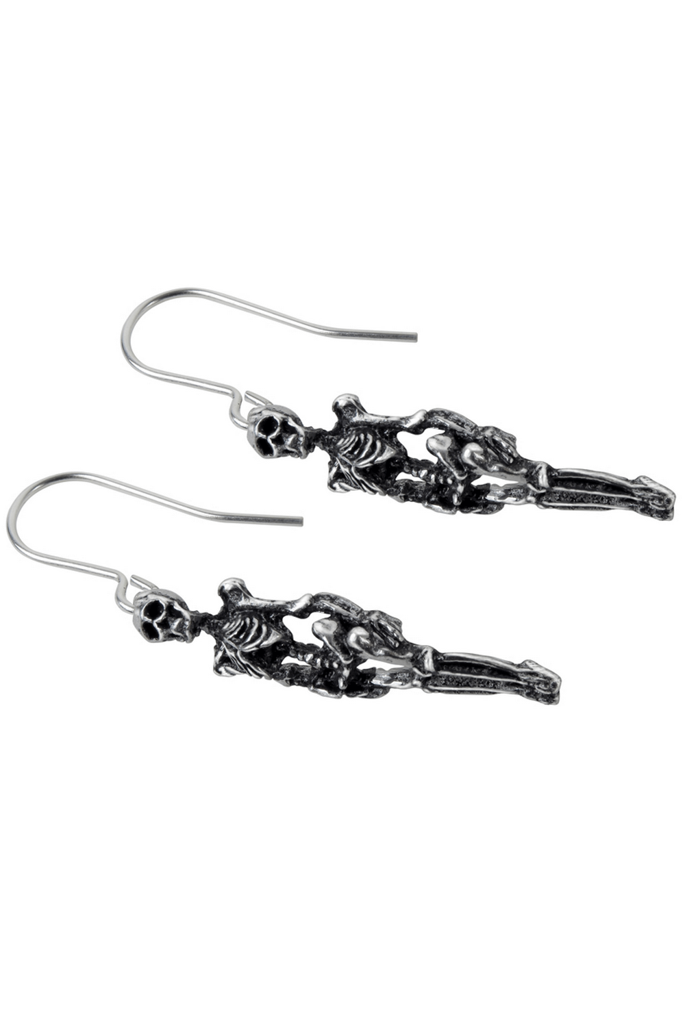 Mini Pewter Skeleton Dangle Earrings Gothic Style