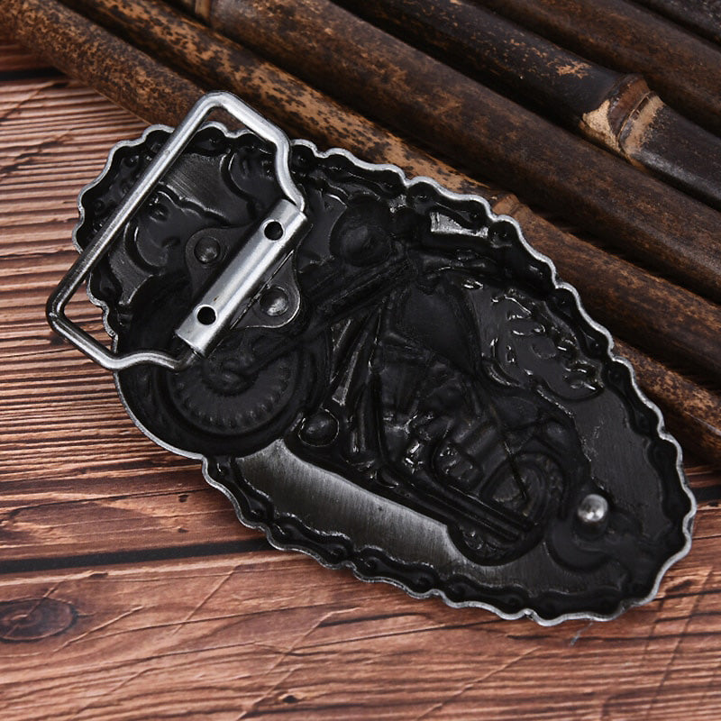 Motorcycle and Flame Belt Buckle / Metal Buckles For Belts in Biker Style