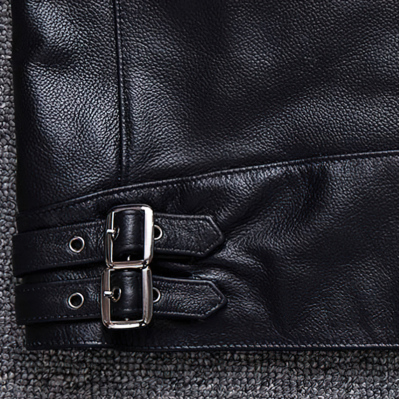 Natural Black Calfskin Leather Jacket For Men / Motorcycle Stylish Jackets