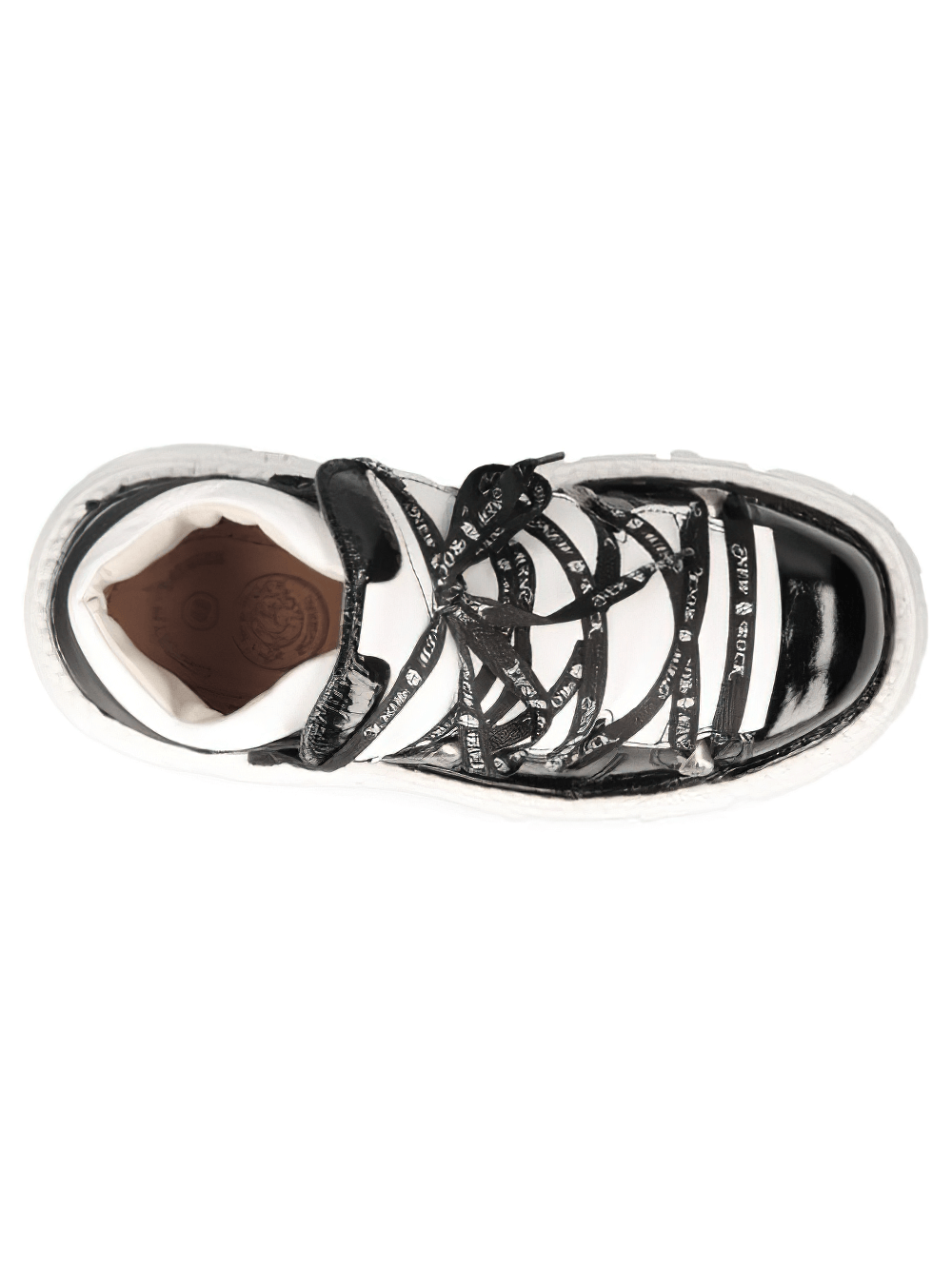 NEW ROCK Women's Black and White Platform Rock Boots with Laces