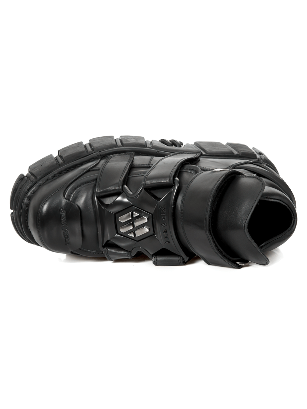 NEW ROCK Women's Gothic Black Ankle Boots with Metallic Accents