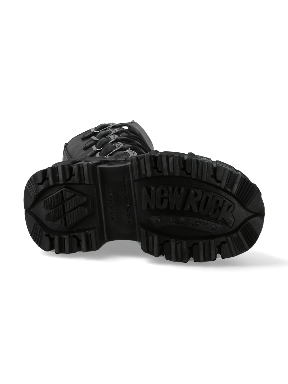 NEW ROCK Men's Gothic Leather Buckle Lace-Up Platform Boots