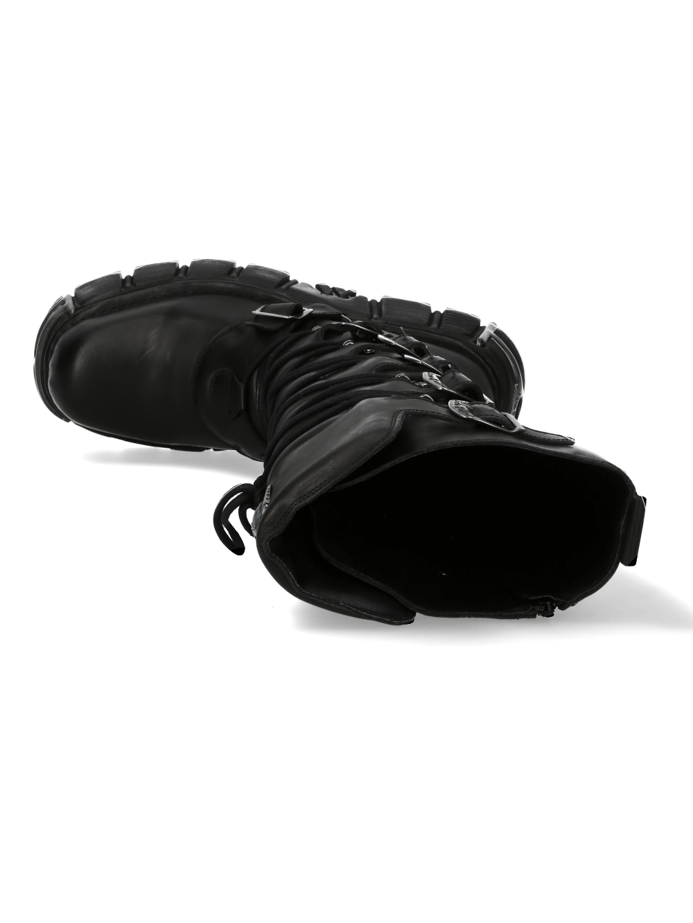 NEW ROCK Women's Sturdy High Lace-Up Boots with Buckles