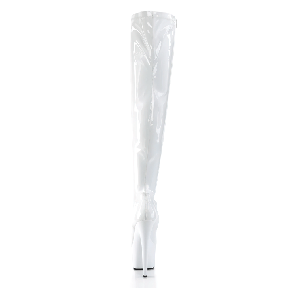 PLEASER White Platform Stiletto Thigh High Boots