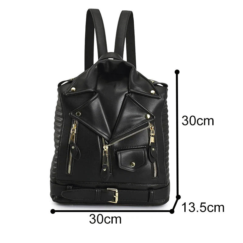 PU Leather Black Backpack "Jacket" / Rocker Chick Accessories