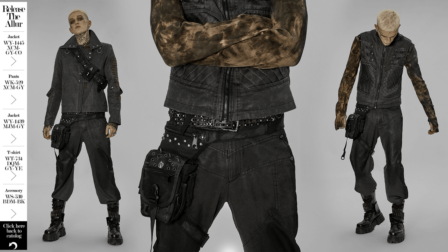 Punk Apocalypse Waist Bag with Rivets and Zippers