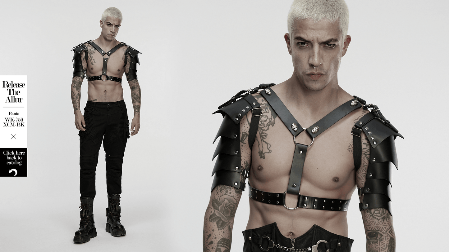 Punk Black Leather Shoulder Armor Harness for Men