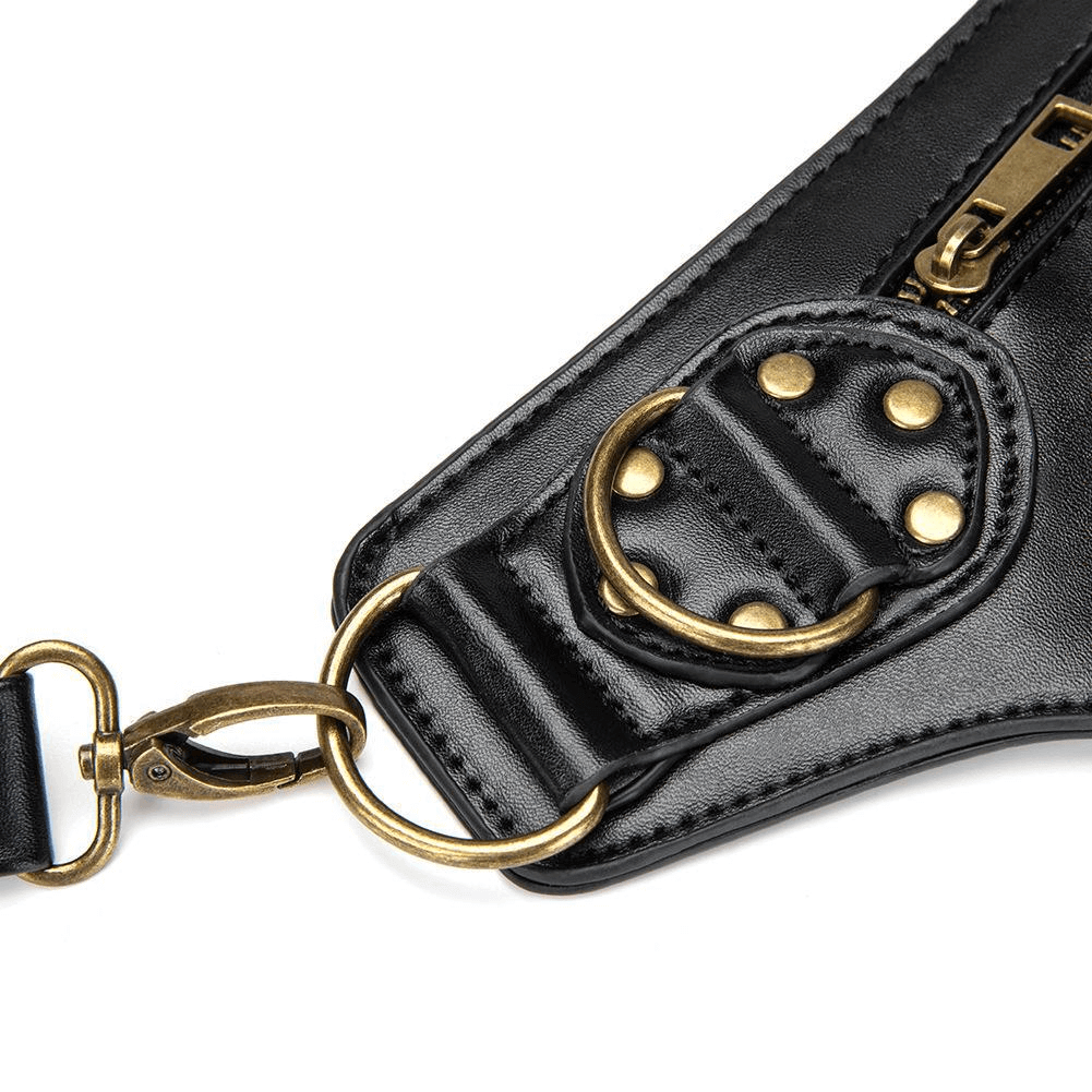 Punk Rivets Chain Shoulder Waist Bag / Women's Motorcycle Leg Bag