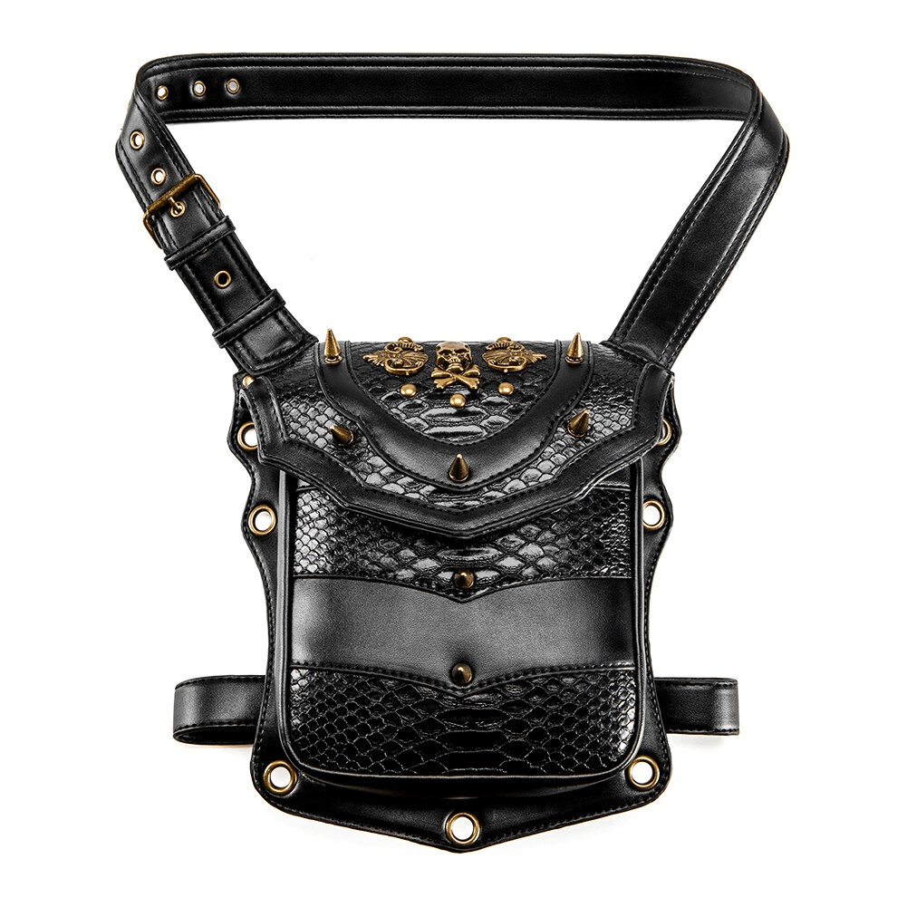 Punk Rock Rivets Shoulder Bag / Stylish Skeleton Motorcycle Bag