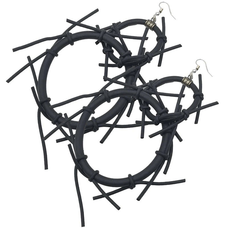 Punk Style Big Earrings / Handmade Women's Accessories / Gothic Black Rubber Earrings