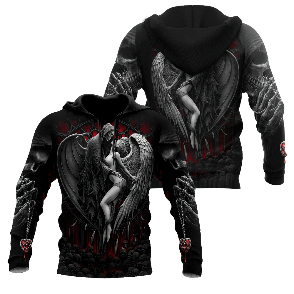 Reaper Skull Angel And Demon 3D Printed Hoodies / Gothic Style Clothing for Men