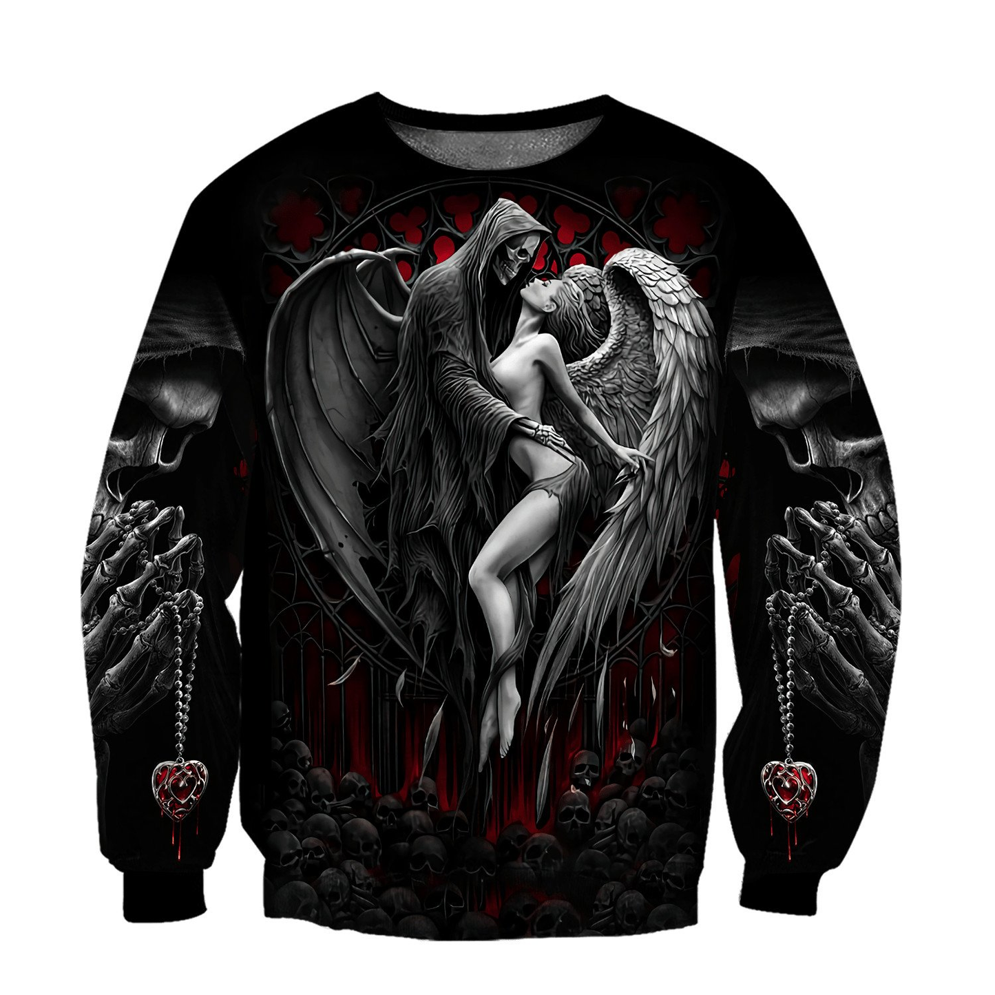Reaper Skull Angel And Demon 3D Printed Sweatshirt / Gothic Style Clothing for Men
