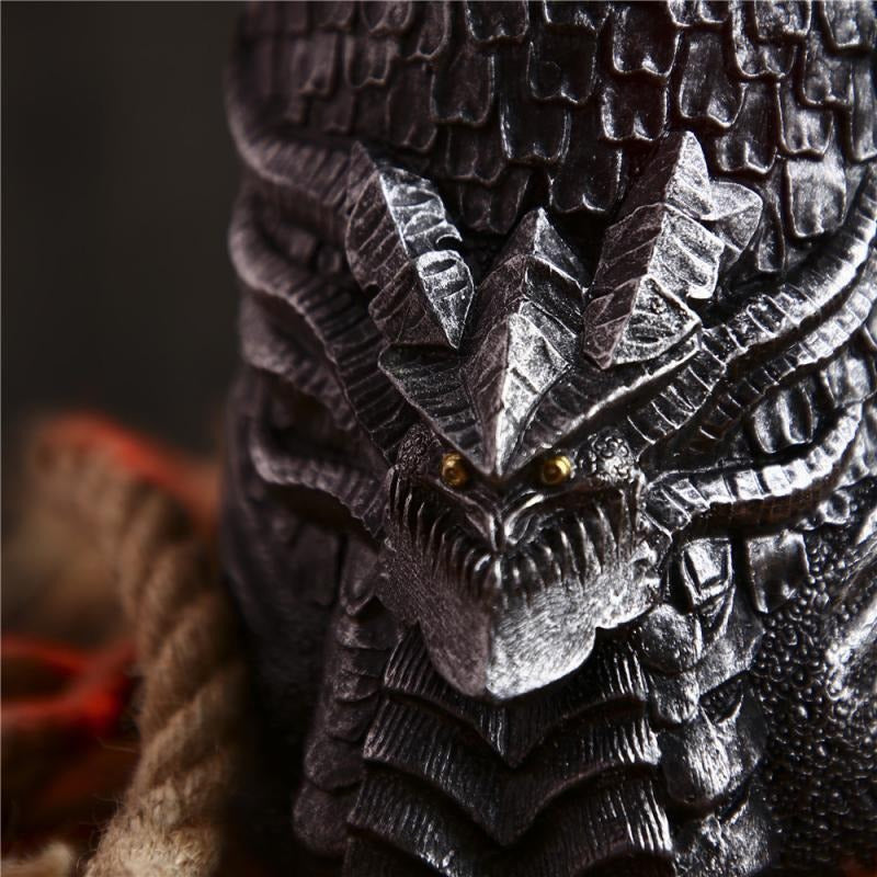 Resin and Stainless Steel Beer 450ml Mug / Retro Viking Pub Bar Mug with Medieval Dragon