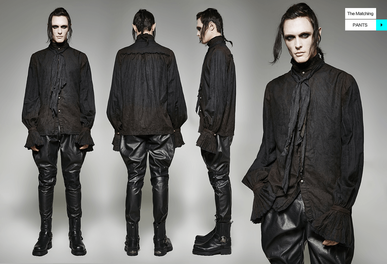 Retro Linen Steampunk Shirt with Tie Detail for Men