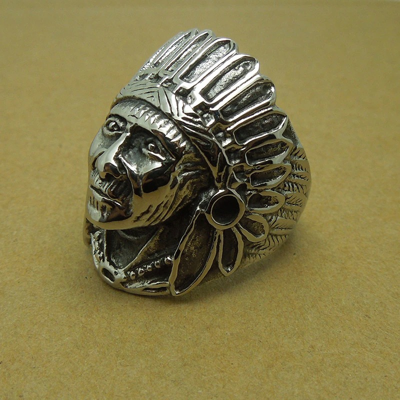 Rock Stainless Steel Ring for Men and Women / Vintage Ring with Indian Chief