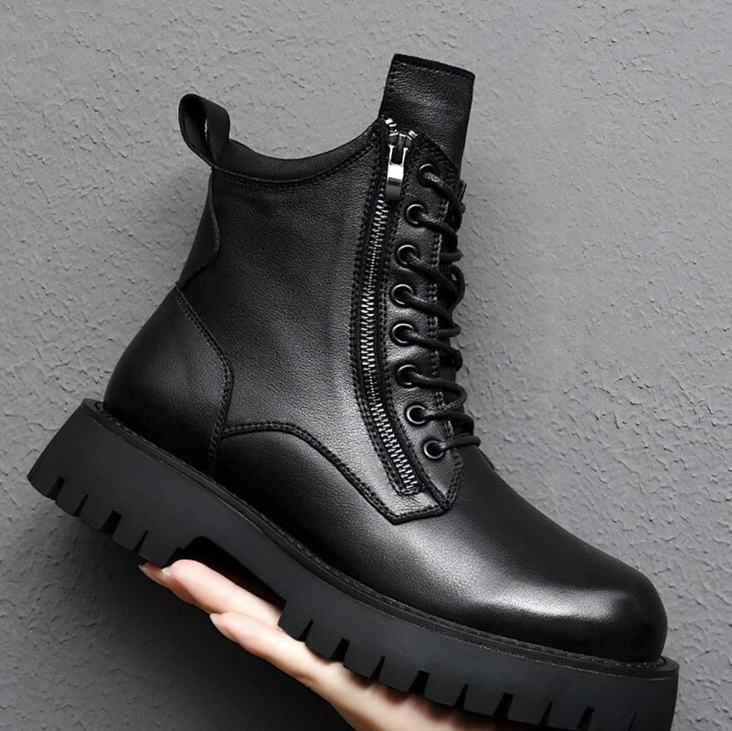 Rock Style Ankle Boots For Men Of Genuine Leather / Casual Male Warm Footwear