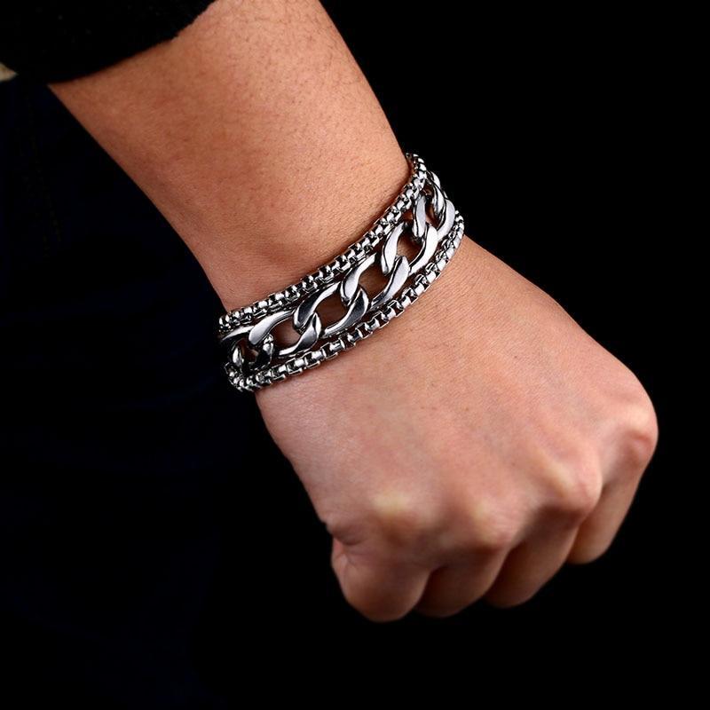 Rock Style Chain Wide Bracelet / Bangle fashion personality stainless steel Jewelry
