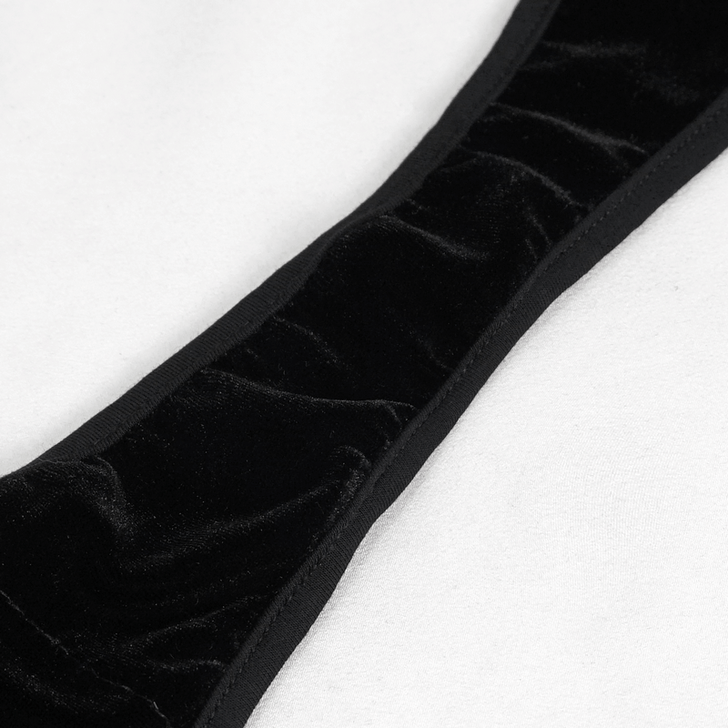 Sexy Stretch Black Velvet Pentagrams Bikini in Gothic Style / Alternative Style Swimwear for Women