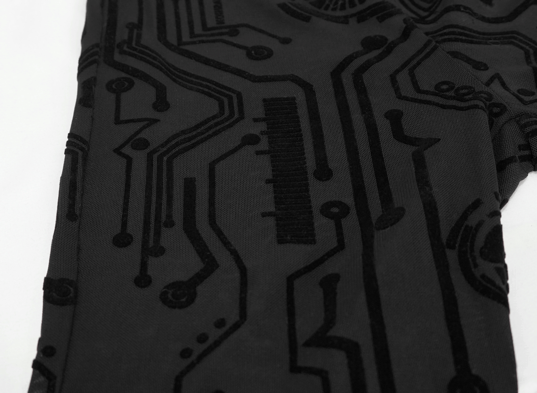 Sexy Women's Elastic Leggings in Cyberpunk style / Ladies Stretch See-through Black Mesh Leggings