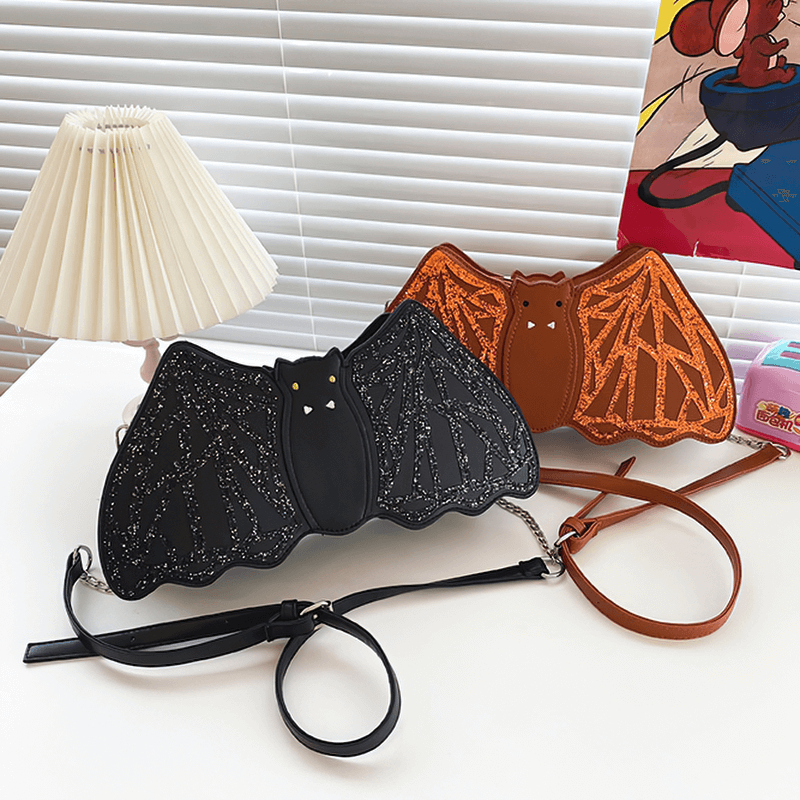 Shoulder Small Bag in Form Bat with Sequins / Halloween Accessories