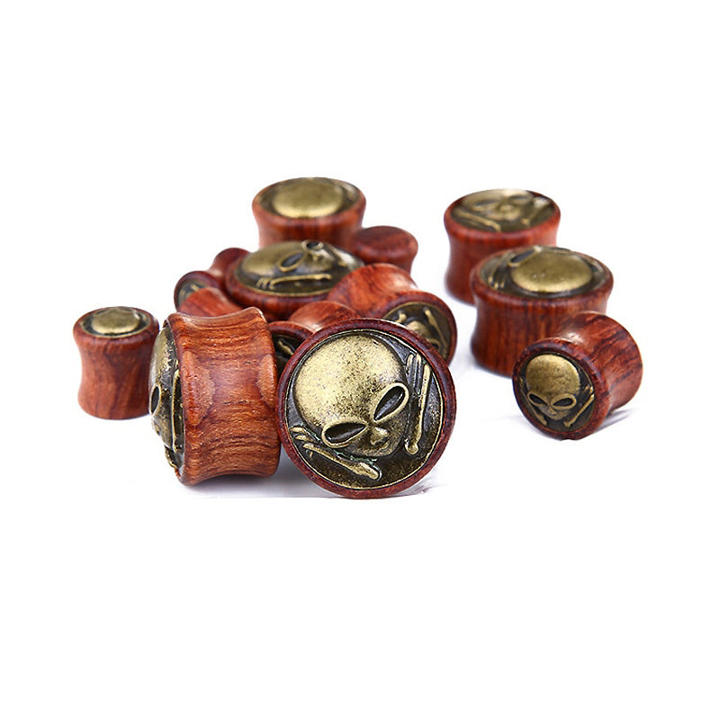 Skeleton Bamboo Wood Ear Plugs Jewelry / Gauges Flesh Tunnel Expander