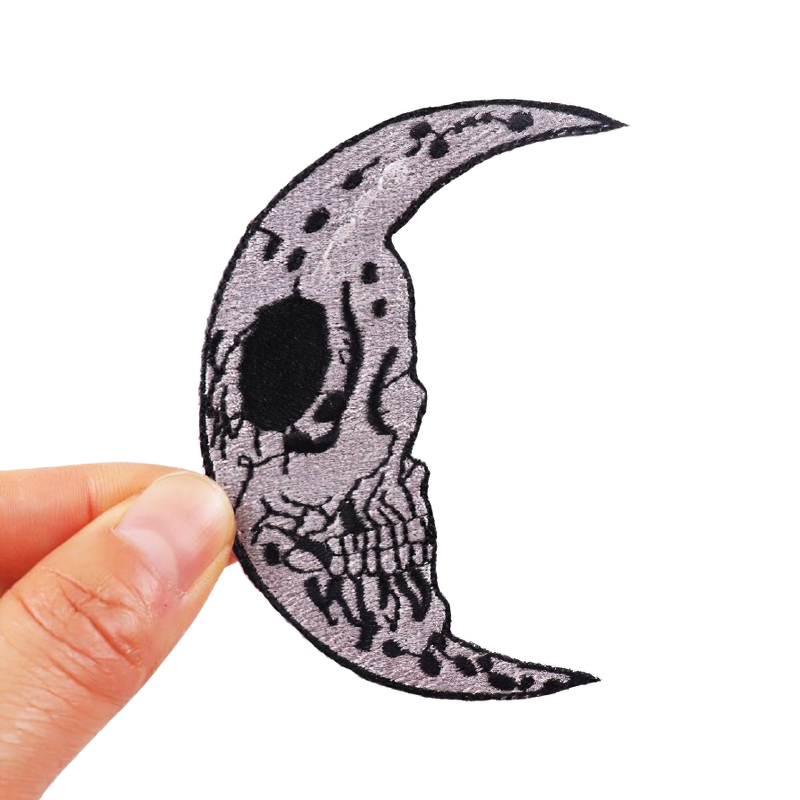 Skull Of Young Moon Shape Patch For Clothes / Unisex Casual Accessory / Rock Style