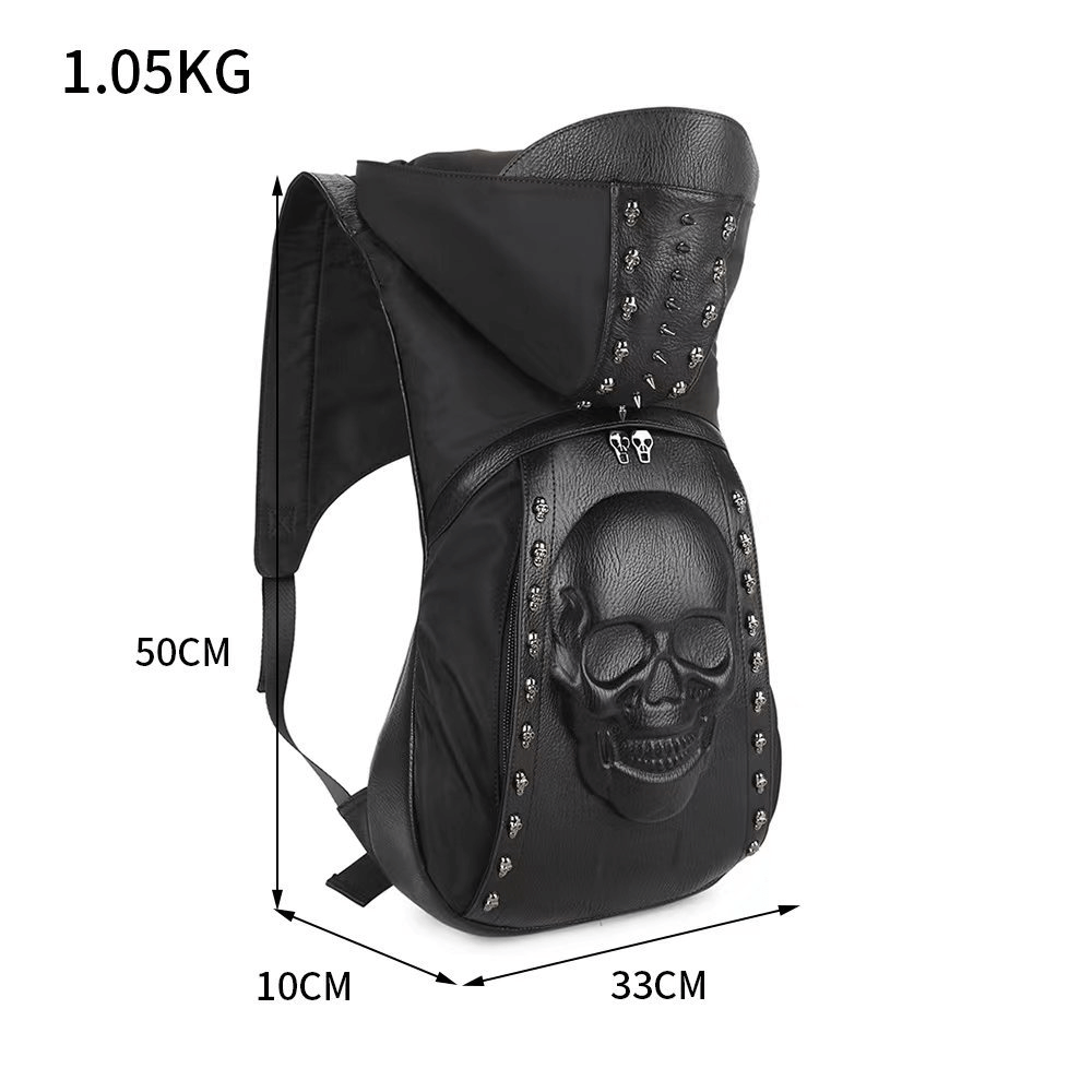 Skull on Backpack with Rivets & Hood / Alternative fashion Accessory