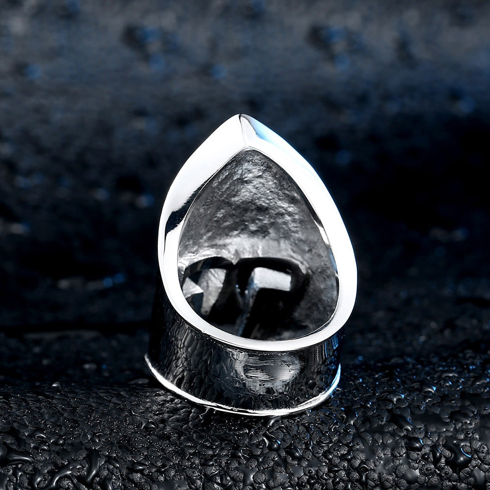Stainless Steel Knight Helmet Ring / Alternative Fashion Jewelry