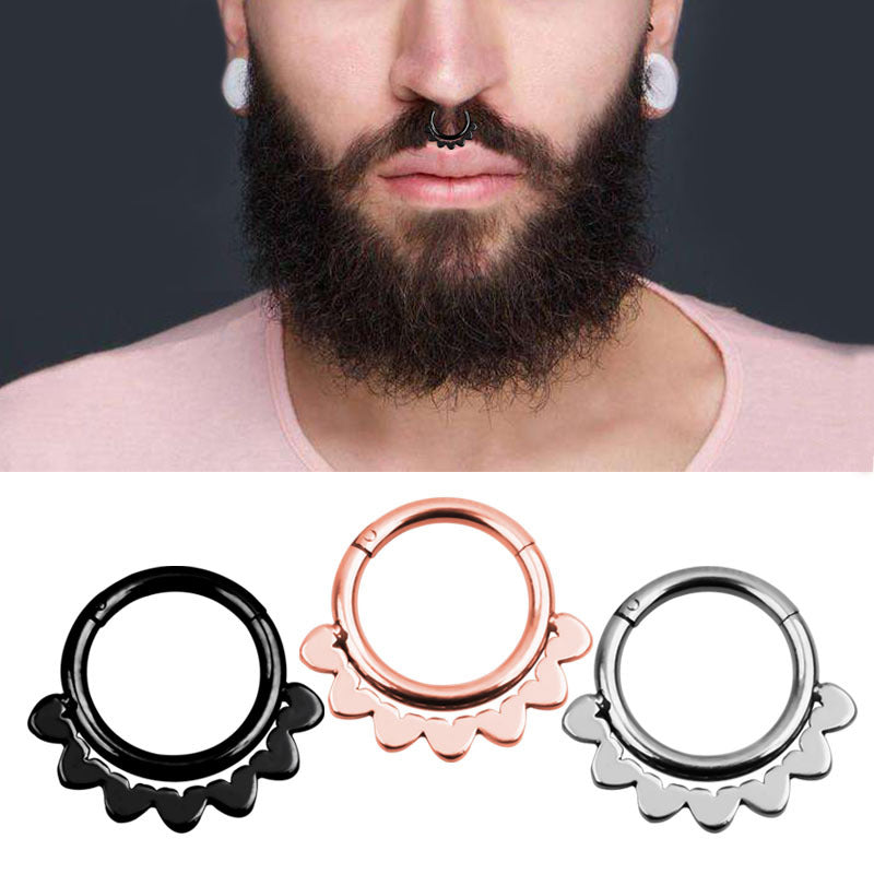 1PC Double Layers Steel Clicker / Segment Nose Hoop Rings / Alternative Hinged Ear Nose Piercing