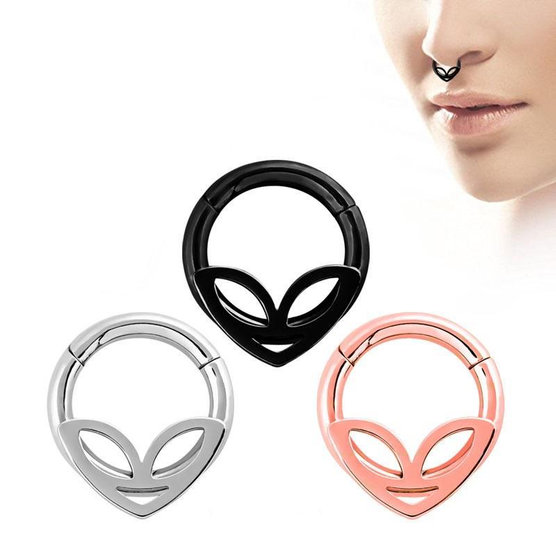 1PC Double Layers Steel Clicker Segment Nose Hoop Rings / Hinged Ear Nose Piercing 1