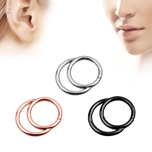 1PC Double Layers Steel Clicker / Segment Nose Hoop Rings / Hinged Ear Nose Piercing