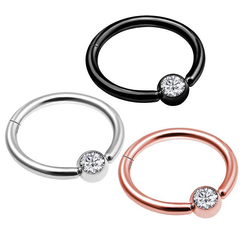 1PC Double Layers Steel Clicker Segment Nose Hoop Rings / Unisex Hinged Ear Nose Piercing