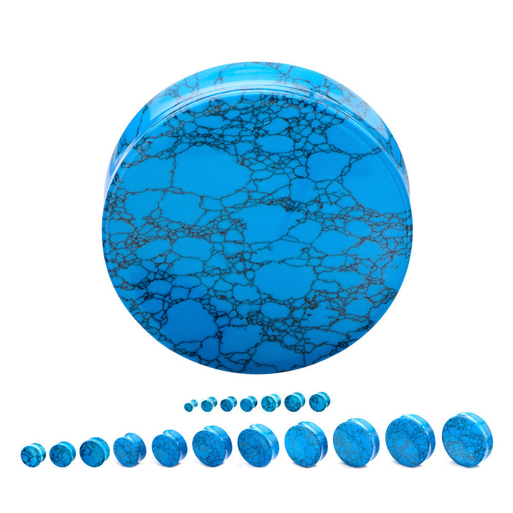 1PC Stone Ear Plugs / Blue Turquoise Gauges Earrings Flesh Tunnel Piercing / Expander Body Jewelry