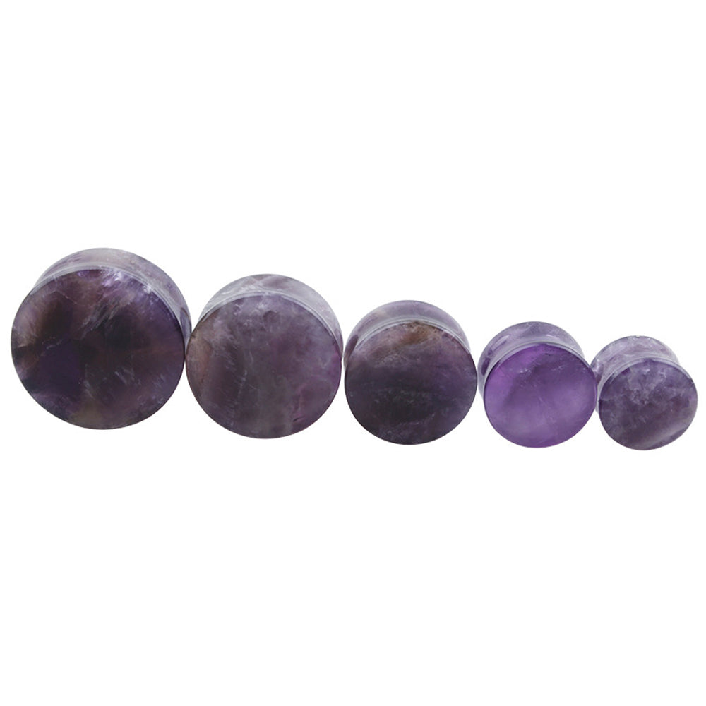 1PC Stone Ear Plugs Gauges / Earrings Flesh Tunnel Piercing / Amethyst Expander Body Jewelry