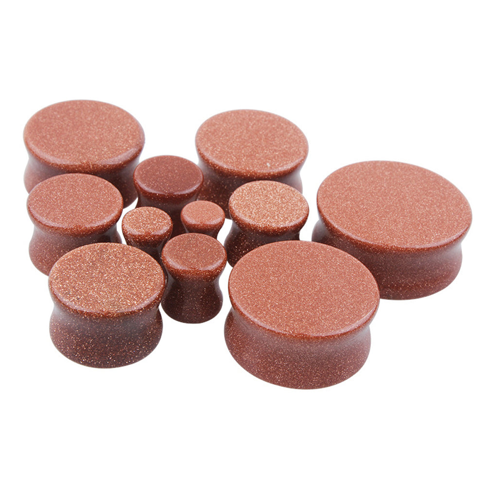 1PC Stone Ear Plugs / Gauges Earrings Flesh Tunnel Piercing / Golden Sand Expander Body Jewelry