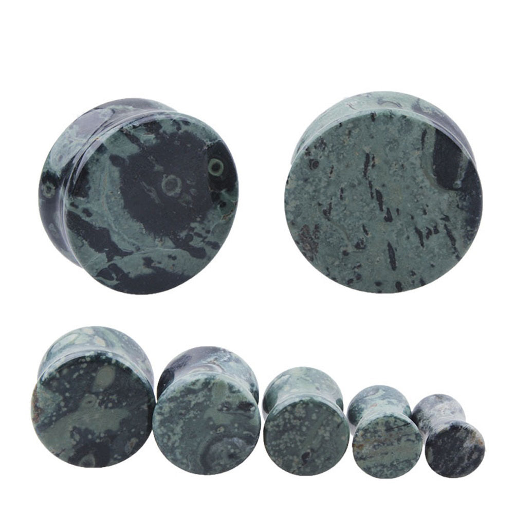 1PC Stone Ear Plugs / Gauges Earrings Flesh Tunnel Piercing / Green Eye Stone Expander Body Jewelry