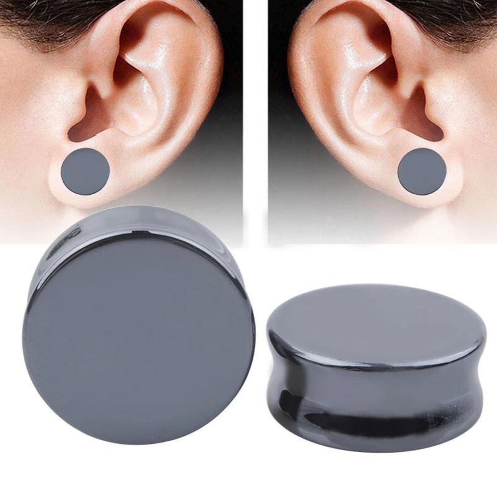 1PC Stone Ear Plugs / Gauges Earrings Flesh Tunnel Piercing / Hematite Expander Body Jewelry
