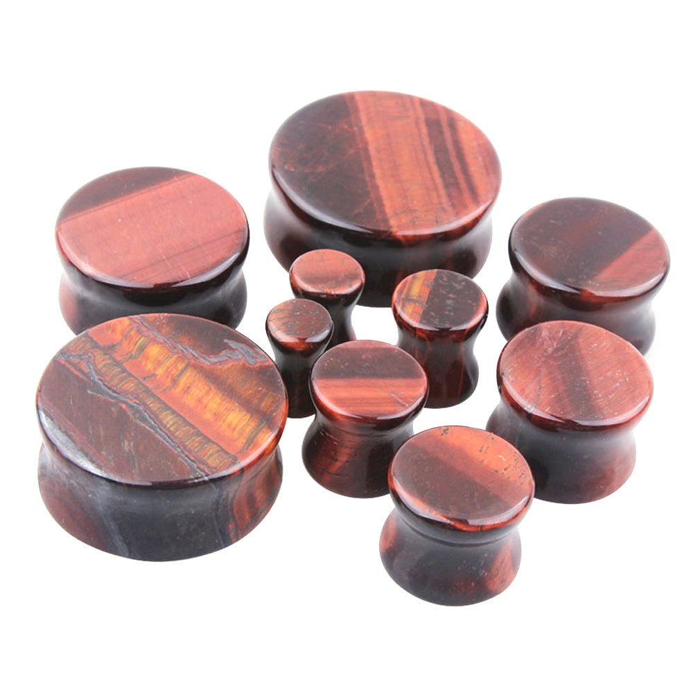 1PC Stone Ear Plugs / Gauges Earrings Flesh Tunnel Piercing / Red Tigerite Expander Body Jewelry