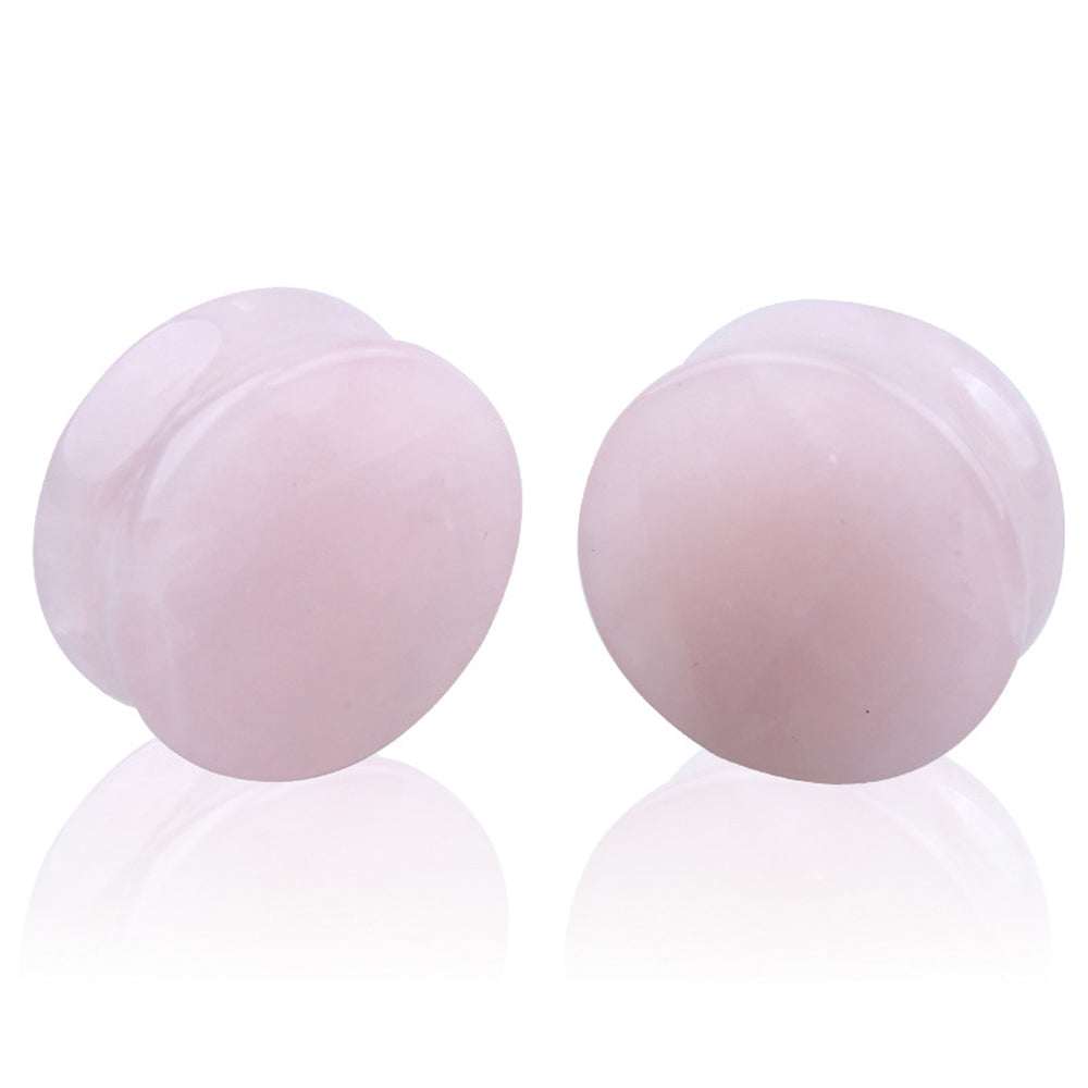 1PC Stone Ear Plugs / Gauges Earrings Flesh Tunnel Piercing / Rose Quartz Expander Body Jewelry