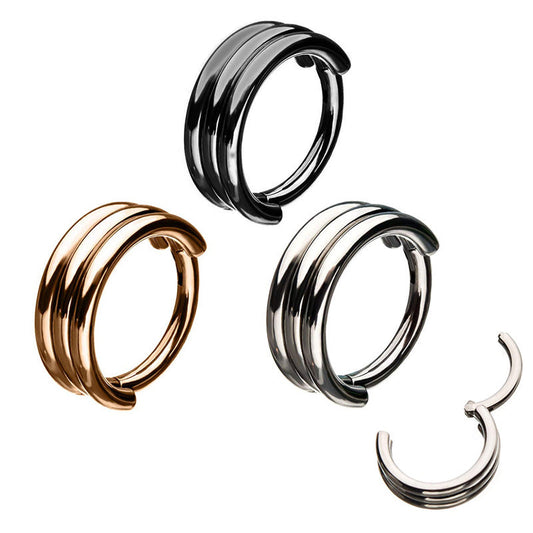 1PC Triple Layers Steel Clicker Segment Nose Hoop Rings / Hinged Ear Nose Piercing