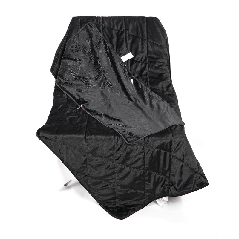 2-in-1 Cushion Blanket with Baroque Ornaments / Cosy Gothic Black Pillow & Blanket