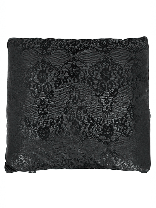 2-in-1 Cushion Blanket with Baroque Ornaments / Cosy Gothic Black Pillow & Blanket