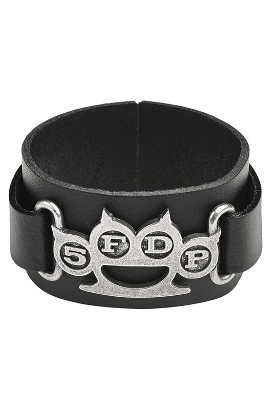 5 Finger Death Punch Leather Wristband with Knuckle Duster