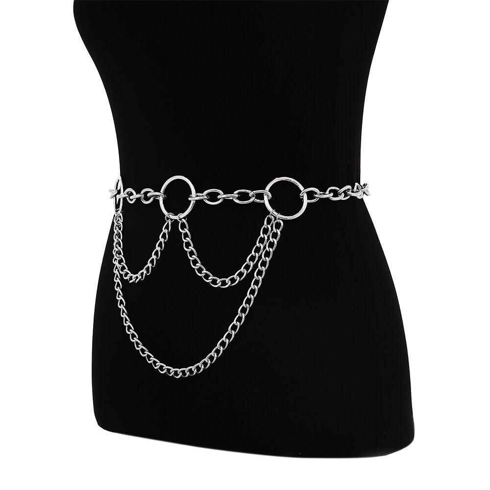 90s metal chain belt / Statement waist chain for Women