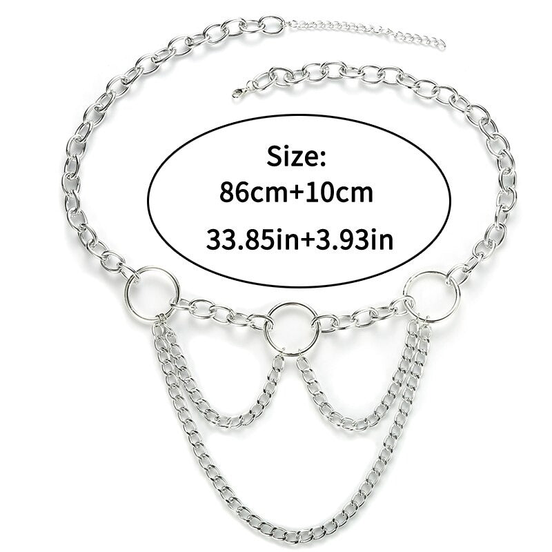 90s metal chain belt / Statement waist chain for Women