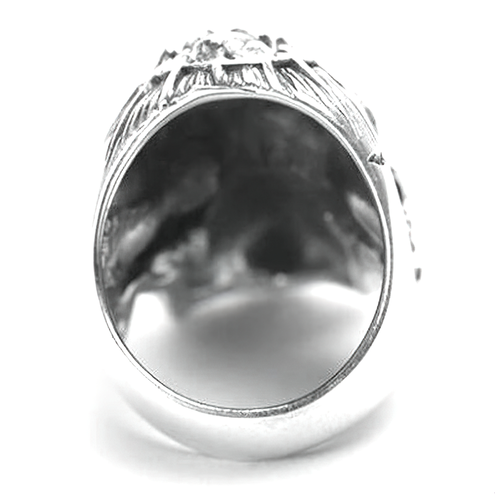 925 Sterling Silver Devil Skull Ring / Vintage Rock Style Skull Ring / Biker Jewelry