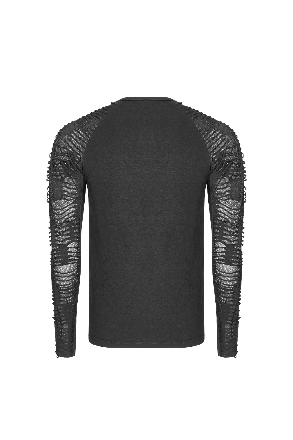Black Sweatshirt with Ripped Knit Details on the Sleeves for Men