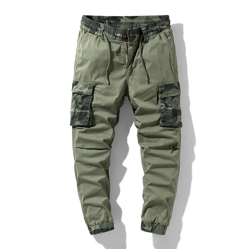 Men's Joggers with Camouflage Elements / Cargo Elastic Waist Trousers / Streetwear for Men