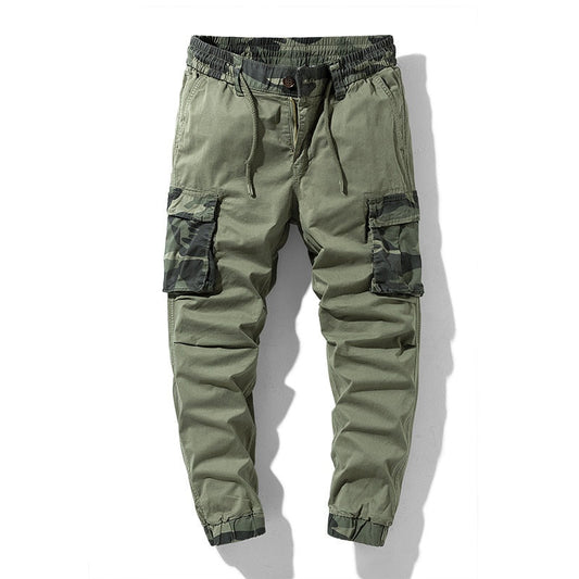 Men's Joggers with Camouflage Elements / Cargo Elastic Waist Trousers / Streetwear for Men